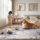 Washable Area Rugs 2'x8' Non-Slip Modern Abstract Soft for Living Room Entryway Bedroom Nursery, Print Pattern, Purple Grey Cream Yellow by TinyTreasures Baby Boutique