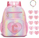I IHAYNER Kids Glitter Lightweight Backpack for School Travel & Daycare, Toddler Backpack for Girls 3+ Preschool Kindergarten Elementary Kids Backpack-Rainbow Pink C by TinyTreasures Baby Boutique