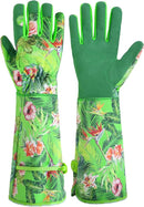 HANDLANDY Women Gardening Gloves, Thorn Proof Breathable Ladies Rose Pruning Long Gauntlet Floral Print Garden Yard Gloves, Gift for Gardeners (Green, M) by GreenHaven Gardens
