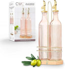 COOK WITH COLOR Glass Olive Oil Dispenser Bottle - 2 Pack, 17 oz Cruet - Elegant Carafe Decanter with Spout for Kitchen, Suitable for Vinegar, Coffee Syrups & Other Liquids by CozyNest Decor