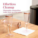 Prestee Set of 24 Plastic Champagne Flutes Disposable - Silver Glitter Pink Champagne Glasses with Rose Gold Rim, Elegant Toasting Cups for Weddings, Cocktail Parties, New Year's Celebrations by CozyNest Decor