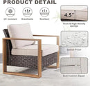 Outdoor Wicker Patio Furniture Set - 5 Piece Patio Conversation Set with 2 Wicker Armrest Chairs,2 Rattan Ottoman and 1 Couch,Sturdy Frame,Thick Cushions,Deep Seating(Brown/Beige) by CozyNest Decor