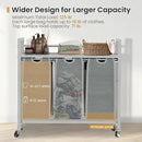 Laundry Hamper, Laundry Basket, Laundry Sorter with 3 Removable Bags, Clothes Basket with 3 Compartments, Wheels, Shelf for Laundry Room Bathroom Bedroom (3 Bags-Gray) by CozyNest Decor
