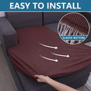 hyha Waterproof Sectional Couch Covers, Non Slip Sofa Couch Cushion Covers L Shape, Thick Stretch Jacquard Fabric, Washable Sofa Slipcovers with Elastic Bottom (1 Piece for Chaise XL, Chocolate) by CozyNest Decor