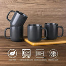 AmorArc 14oz Coffee Mugs Set of 6, Ceramic Coffee Mugs with Large Handle & Wavy Rim for Latte/Hot Cocoa/Tea, Stylish Coffee Cups for Men Women. Oven,Dishwasher&Microwave Safe, Dark Gray by CozyNest Decor