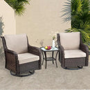 Towallmark Outdoor Swivel Wicker Glider Patio Chairs with Table Set, 3 Pieces Outdoor Bistro Set with 4”Thick Cushions and Coffee Table for Porch, Balcony, Deck (Beige) by GreenHaven Gardens