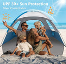 NXONE Beach Tent Sun Shade Shelter for 3/4/6 Person Person with UV Protection, Extended Floor, 3 Mesh Roll Up Windows & 8.0/8.5mm Fiberglass Rods丨Carry Bag Included by TinyTreasures Baby Boutique