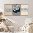 SIGNINART Blue and Beige Framed Canvas Wall Art Set, Neutral Abstract Tree Ring Wall Decor, Minimalist Dots and Line Artwork, Geometric Pattern Art Paintings for Living Room, Bedroom, Office 16"x24"x3 by CozyNest Decor