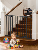 Babelio 29-43" Magnetic Baby Gate for Stairs,Doorways House,Kitchen,30" Tall Pet Barrier with Baffles,Pressure Mounted & Dual-Lock Design Safety for Kids Toddler,Auto-Close/Hold-Open,Black by TinyTreasures Baby Boutique