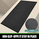 Commercial Grade Entrance Mat 3x5Ft Brush Step Entrance Rug with Striped Pattern&Rubber Border Indoor Outdoor Low Profile Rubber Entry Carpet Mat for Hallway,Home,High Traffic Area,Black by GreenHaven Gardens