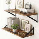Fun Memories 27.5" W x10 D Floating Shelves, Large Wall Shelves 27.5 Inch Long, Set of 2, Farmhouse Wood Floating Shelf Wall Mounted, Deep Shelves for Bathroom, Living Room, Kitchen, Rustic Brown by CozyNest Decor