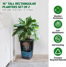 16" Tall Planters Set of 2, Outdoor＆Indoor Black Planter Pots, High Front Porch Planter Pots with Drainage Holes＆Water Level Monitor＆Inner Bucket, Automatic Watering,Black by CozyNest Decor