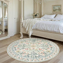 Wonnitar Floral Round Rugs 6ft, Boho Large Machine Washable Circle Rug, Low Pile Soft Flower Botanical Print Beige Round Carpet for Living Room Bedroom Dorm Sunroom by TinyTreasures Baby Boutique