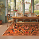 Moynesa Washable Area Rugs 5x7, Ultra Thin Soft Rugs for Living Room Bedroom Non Slip, Indoor Boho Bird Patterned Orange Floral Throw Carpet for Playroom Office Kitchen Stain Resistance by TinyTreasures Baby Boutique