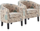 BELLEZE Living Room Chairs Set of 2, Linen Round Accent Barrel Chairs, Club Tub Sofa Chairs for Bedroom, Corner Chairs with Flared Legs and Cozy Soft Padding - Highland (Floral Print) by CozyNest Decor
