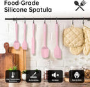 Barsone 5-Piece Silicone Spatula Set（ Heat Resistant 446°F Food Grade BPA Free, Nonstick Cookware Safe Dishwasher Safe Kitchen Tools for Baking, Cooking, Stirring, Pink） by CozyNest Decor