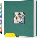 popotop Photo Album Self Adhesive with Picture Display Window,60 Pages DIY Scrapbooking Supplies Kit for 4x6 8x10 Picture,Linen Cover Memory Book for Baby Wedding, with Scraper and Metallic Pen by TinyTreasures Baby Boutique