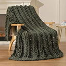 Esterra Chunky Knit Blanket Throw, 100% Handmade Chenille Throw Blanket 40"x50", Soft Thick Yarn Cable Knit Crochet Throw Blanket Rope Knot Throw for Couch Bed Sofa, Dusty Olive by CozyNest Decor