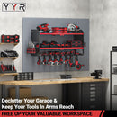 YYR Power Tool Organizer Wall Mount, Cordless Drill and Battery Holder, Electric Tools Hanger Storage Rack with Charging Station, Garage Organization Floating Shelf - Made of Heavy Duty Metal, Red by GreenHaven Gardens
