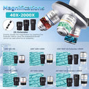 Microscope for Kids & Adults,40X-2000X Magnification.Equiped with Slides Set & Phone Adapter,Suitable for Students School Labs and Home Education(White) by TinyTreasures Baby Boutique