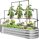KING BIRD Raised Garden Bed with Wall Trellis Galvanized Planter Garden Box Outdoor for Gardening, Climbing Vegetables, Flowers 5.9x2.95x0.98 Ft, Silver by GreenHaven Gardens
