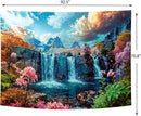Delur Waterfall Tapestry Tropical Forest Mountain Sunset Tree Wall Hanging Tapestry Scenic Rainforest Landscape Nature Sunrise Headboard for Bedroom Living Room Home Decor (70.8" x 92.5") by CozyNest Decor