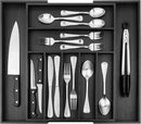 Purawood Bamboo Drawer Organizer - Expandable Silverware Organizer & Utensil Organizer, Cutlery Tray with Dividers, 7-9 Slots - Premium Kitchen Drawer Organizer for Utensils & Flatware (Black) by CozyNest Decor