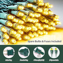 Yellow Wide Angle LED String Lights, 64.8 Ft 300 Count, Pack of 3 Strands 21.9 Ft 100 Lights UL Certified Commercial Grade Green Wire 5mm Holiday String Light by CozyNest Decor