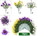 18 Bundles Artificial Fake Pansy Flowers for Outdoor, Faux UV Resistant Silk Pansies Flowers for Outside Planter Front Door Porch Yard Patio Window Box Home Decor (18, Purple, Yellow, White) by CozyNest Decor