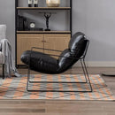 DUOMAY Mid-Century Accent Chair Armchair, Comfy PU Leather Leisure Chair Lazy Chair with Metal Leg for Living Room Bedroom Office Apartment, Black by CozyNest Decor