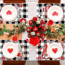 Valentine's Day Placemats Set of 6 Gnomes Plastic Table Mats Buffalo Plaid Place Mats Washable Vinyl Love Hearts Table Decoration for Anniversary Wedding Party Kitchen Dining Table by CozyNest Decor