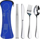 Portable Silverware Set with Case, Lengnoyp Travel Camping Utensils Set, Premium Stainless Steel Travel Cutlery Set by CozyNest Decor