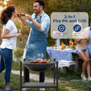 SereneLife Portable Outdoor Fire Pit - 2-in-1 Steel BBQ Grill and 26" Wood Burning Fire Pit Bowl with Mesh Spark Screen, Log Grate, Fire Poker, and Cover for Camping, Picnic, Bonfires by GreenHaven Gardens