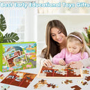 4-in-1 Farm Wooden Puzzles for Kids Ages 4-6, 24 PCS Wooden Jigsaw Puzzles for Toddlers Ages 2-4, Preschool Educational Puzzles Boards Toys Gifts for 3 4 5 6 Boys Girls by TinyTreasures Baby Boutique