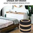 Wimarsbon 18'' Ottoman Pouf, Natural Braided Poof, Rustic Handweave Lounge Pouffe, Boho Footrest Stool for Bedroom, Accent Table or Seat for Living Room (Natural Water Hyacinth + Black Cotton Rope) by CozyNest Decor