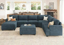 Nolany Sectional Sofa with Storage Ottoman, Corduroy Modular Sectional Couch, U Shape Sectional Couches for Living Room, Blue by CozyNest Decor