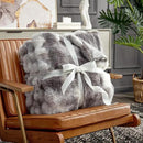Cozy Bliss Faux Fur Throw Blanket for Couch, Fuzzy Soft Plush Thick Bubble Blanket for Sofa Bedroom Living Room, 90 * 90 Inches Tie Dye Taupe by CozyNest Decor