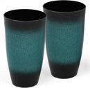 Tall Outdoor Planters, Set of 2 Large Flower Pots for Outdoor Plants, with Gradient Turquoise Finish, Weather-Resistant for Porch, Garden, Patio by CozyNest Decor