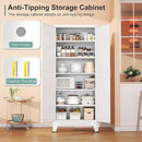 Metal Pantry Cabinet with 2 Doors and 5 Adjustable Shelves, 75" Kitchen Storage cabinets with Gold Handles, Versatile Storage for Laundry Room, Living Room, Bathroom, Dinning Room, Utility Room-White by CozyNest Decor