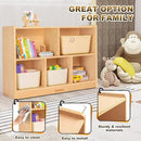 wingyz Wood Storage Shelf Organizer, 35.4" L, 5-Section Montessori Kids Toy & Book Shelf, Wooden Cabinet for Kids Rooms, Playroom, Classroom, Nursery, Preschool Furniture - Nature by CozyNest Decor