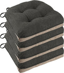 Non Slip Chair Cushions for Dining Chairs Set of 4 Kitchen Chair Cushions 18"x18"x3" Turfted Chair Pads Comfortable and Soft Seat Cushion with Ties, Dark Grey by CozyNest Decor
