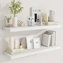 36 Inch Floating Shelves, 9.3 Inch Deep Rustic Wall Shelves - Extra Deeper Wall Mounted Storage Shelves for Bathroom, Kitchen, Living Room (White, Set of 2) by CozyNest Decor