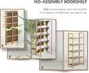 4NM No Assembly Foldable Bookshelf, 5-Shelf Collapsible Bookcase Storage for Small Spaces, 62.2" H, Brown and Golden by CozyNest Decor