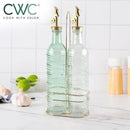 COOK WITH COLOR Glass Olive Oil Bottle Dispenser - 2 Pack- 17oz Oil and Vinegar Cruet - Olive Oil Carafe Decanter for Kitchen by CozyNest Decor