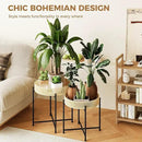 Bamworld Plant Stands Set of 2 Tall Plant Stand Indoor Rattan Plant Table for 5 Pots Plants Round Flower Stand Outdoor for Home Decor Balcony Patio by GreenHaven Gardens