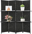 Room divider 4 panel Room Screen Divider Wooden Screen Folding Portable Partition Screen Wood with Removable Storage Shelves Color,Black by CozyNest Decor