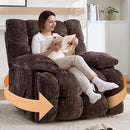 Oversized Recliner Chair Manual Swivel Rocker Recliner for Living Room Chenille Overstuffed Nursery Reclining Sofa Chair Rocking Recliners for Adults 400lbs (Manual, Brown) by CozyNest Decor