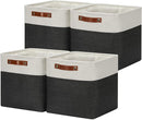 DULLEMELO Set Of 4 Cube Storage Bins, Fabric Storage Basket for Shelves Closet Nursery Toy Storage, 12 Inch Collapsible Fabric Bins for Toy Book Magazine Towel Organizers(4 Pack - 12" White&Black) by TinyTreasures Baby Boutique