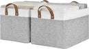StorageWorks Storage Bins, Fabric Storage Bins for Shelves, Large Storage Baskets with Metal Frame, Closet Baskets and Bins with Handles, Gray and White, 2-Pack by CozyNest Decor