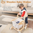 Wooden Baby Walker Doll Stroller | Adjustable Speed Shopping Cart for Toddlers 1-3 | Baby Push Walker - Pretend Play Grocery Cart | Natural Wood Stroller Push Toys for Babies Learning to Walk by TinyTreasures Baby Boutique